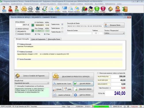 Programa Ordem de Serviço Assistência Técnica Vendas e Financeiro v4.0 - Fpqsystem 654066