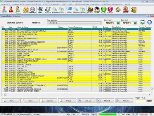 Programa Ordem de Serviço Assistência Técnica Vendas e Financeiro v4.0 - Fpqsystem 654069