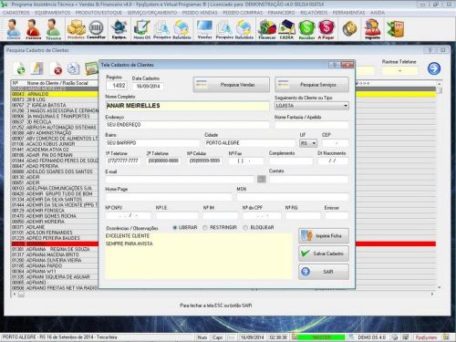 Programa Ordem de Serviço Assistência Técnica Vendas e Financeiro v4.0 - Fpqsystem 654071