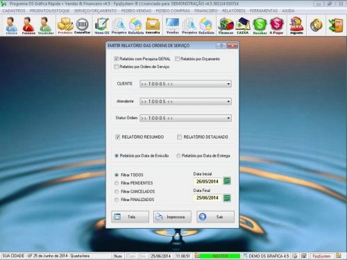 O Programa Ordem de Serviço Gráfica Rápida v4.5 - Fpqsystem 657800