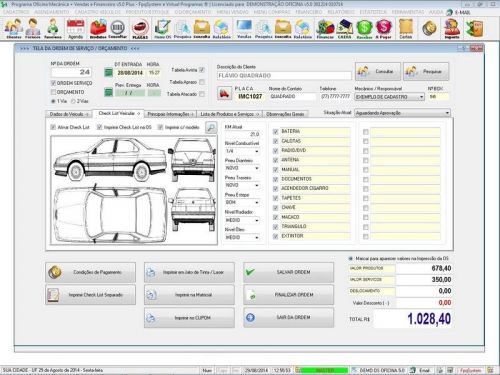 Programa Ordem de Serviço para Oficina Mecânica com Check List  Vendas  Estoque e Financeiro v5.0 Plus - Fpqsystem 654706