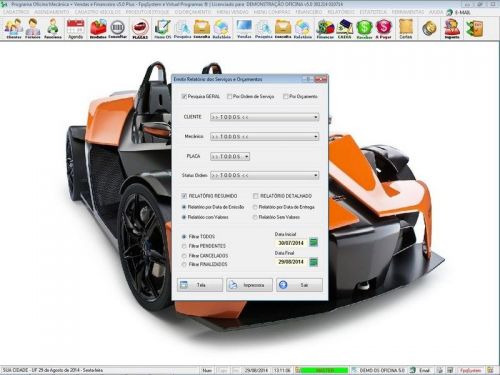 Programa Ordem de Serviço para Oficina Mecânica com Check List  Vendas  Estoque e Financeiro v5.0 Plus - Fpqsystem 654709