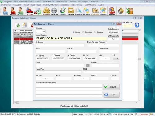 Programa Ordem de Serviço para Oficina Mecânica com Estoque v2.0 - Fpqsystem 654654