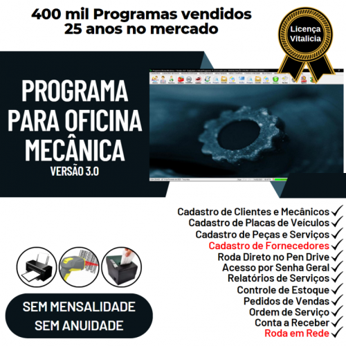 Programa Ordem de Serviço para Oficina Mecânica com Vendas e Estoque v3.0 - Fpqsystem 654664