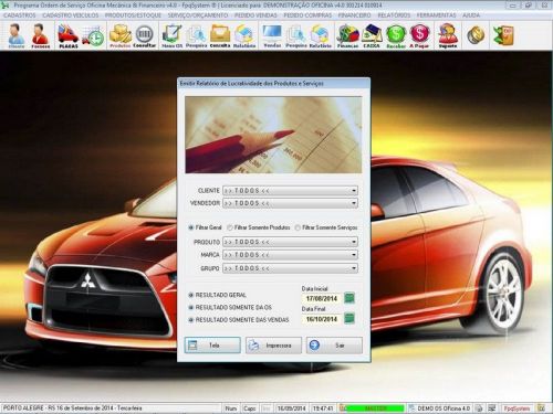 Programa Ordem de Serviço para Oficina Mecânica com Vendas Estoque e Financeiro v4.0 - Fpqsystem 654702