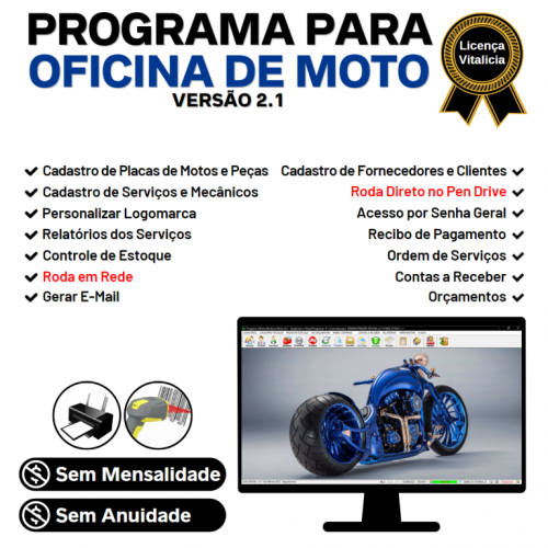 Programa Ordem de Serviço para Oficina Mecânica de Moto  Estoque v2.1 - Fpqsystem 654795