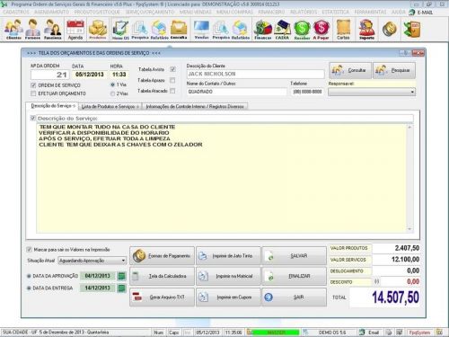 Programa Os Serviços Diversos com Vendas Financeiro e Estatísticas v5.6 Plus - Fpqsystem 656974