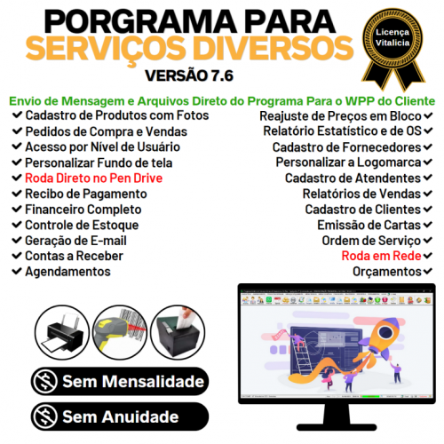 Programa Os Serviços Gerais com Vendas Financeiro e Estatísticas v7.6 Plus - Fpqsystem 657027