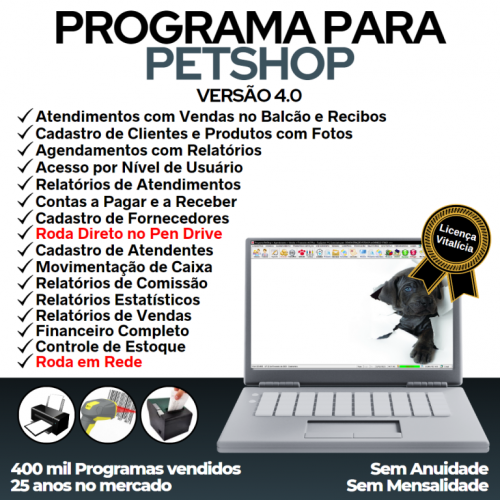 O Programa para Petshop Atendimento Agendamento Serviços e Financeiro v4.0 Plus - Fpqsystem 657448