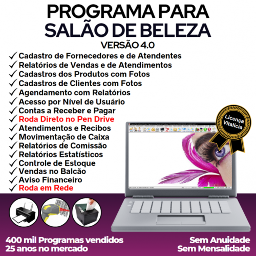 Programa para Salão de Beleza Agendamento  Financeiro v4.0 Plus - Fpqsystem 655340