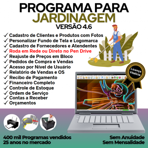 Programa Para Serviços de Jardinagem e Orçamentos  Financeiro V4.6 - Fpqsystem 657069