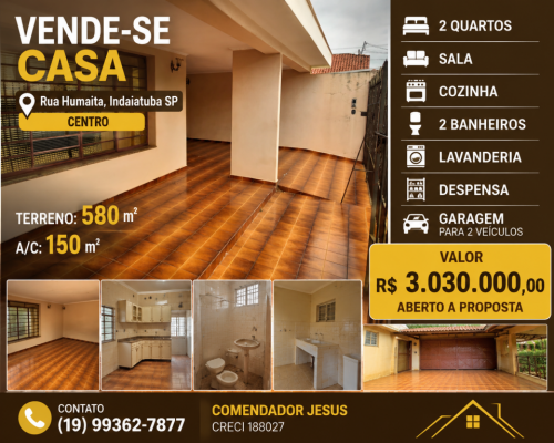 Ótima casa no centro da cidade com espaço para estacionamento. 782926