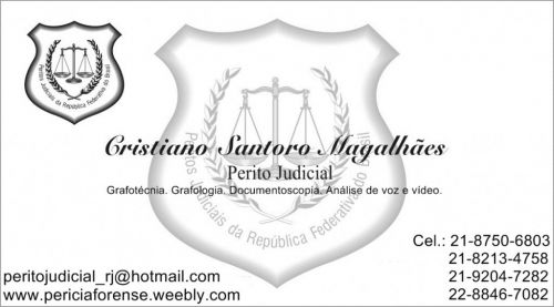 Perito documentoscopia e grafotécnico  Cristiano Santoro Magalhães - Rj Sp Es Mg Br 238555