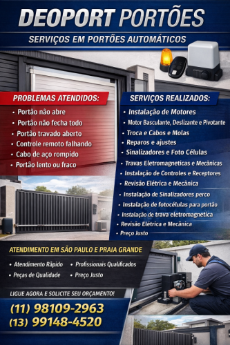 Portões Automáticos Deoport Manutenção de Portões 777458 Portões Automáticos Deoport Manutenção de Portões 777458
