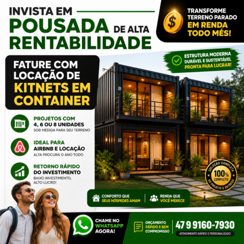 Pousada em Container Alta Rentabilidade  Invista e Gere Renda Mensal 779063