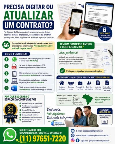 Precisa digitar ou atualizar um contrato? 780099 Precisa digitar ou atualizar um contrato? 780099
