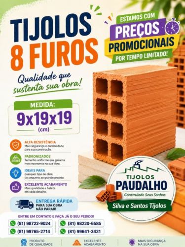 Preço Promocional na Fábrica De Tijolos De 8 Furos 785027