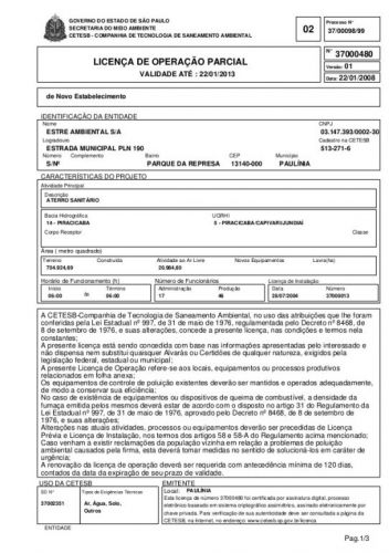 Processo de Licença na Cetesb 740683