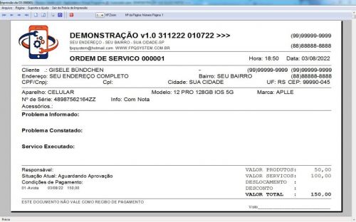 Programa Assistência Técnica Celular  Ordem de Serviço v1.0 - Fpqsystem 623039