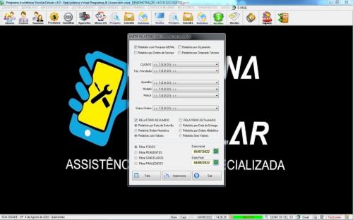 Programa Assistência Técnica Celular  Ordem de Serviço Vendas e Estoque v3.0 - Fpqsystem 623081