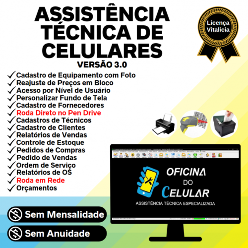 Programa Assistência Técnica Celular  Ordem de Serviço Vendas e Estoque v3.0 - Fpqsystem 653202