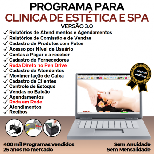 Programa Clínica de Estética e Spa Agendamento Vendas e Financeiro v3.0 - Fpqsystem 657348