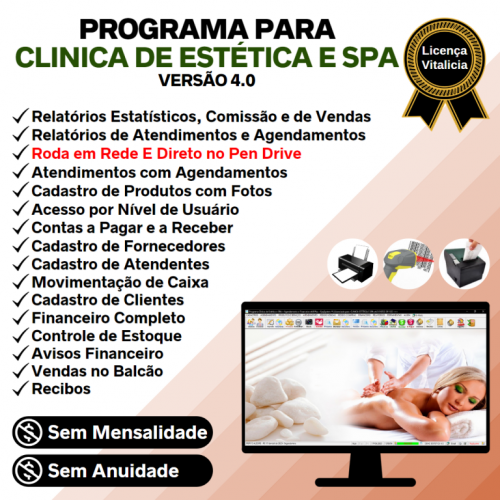 Programa Clinica de Estética e Spa Agendamento Vendas e Financeiro v4.0 Plus - Fpqsystem 657368