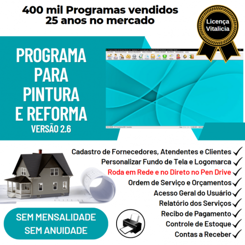 Programa com Ordem de Serviço para Pintura e Reforma v2.6 - Fpqsystem 658978