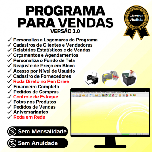 Programa Controle de Estoque Pedido de Vendas e Financeiro v3.0 Plus - Fpqsystem 653921