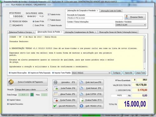 Programa Controle de Estoque Pedido de Vendas e Financeiro v3.0 Plus - Fpqsystem 653926