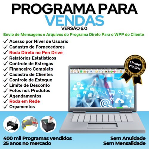 Programa Controle de Estoque Pedido de Vendas e Financeiro v6.0 Plus Whatsapp - Fpqsystem 718838