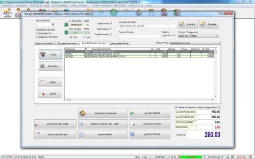 Programa Ordem de Serviço Assistencia Tecnica Ar e Refrigeração v2.0 - Fpqsystem 630183