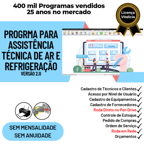 Programa Ordem de Serviço Assistencia Tecnica Ar e Refrigeração v2.0 - Fpqsystem 653181