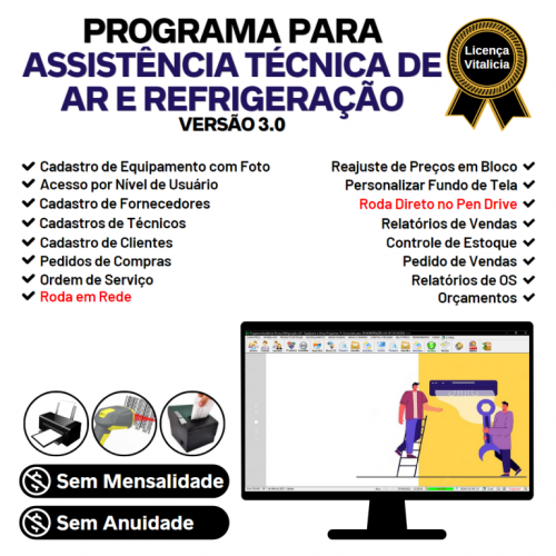 Programa Ordem de Serviço Assistencia Tecnica Ar e Refrigeração  Vendas e Estoque v3.0 - Fpqsystem 653180