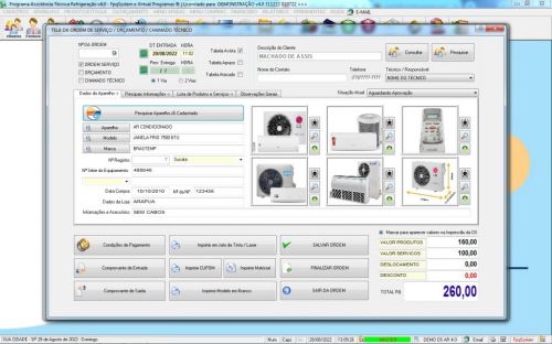 Programa Ordem de Serviço Assistencia Tecnica Ar e Refrigeração  Vendas Estoque e Financeiro v4.0 Plus - Fpqsystem 630222