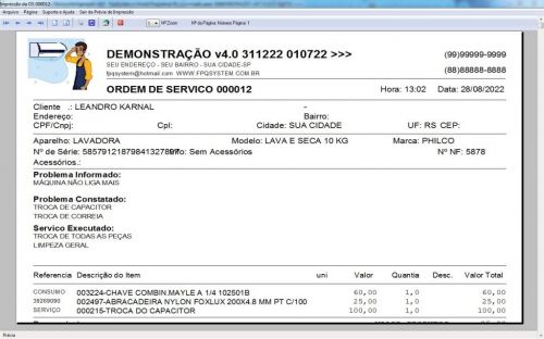 Programa Ordem de Serviço Assistencia Tecnica Ar e Refrigeração  Vendas Estoque e Financeiro v4.0 Plus - Fpqsystem 630237