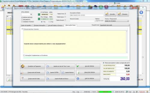 Programa Ordem de Serviço Assistência Técnica Ar e Refrigeração Vendas Estoque e Financeiro v5.0 Plus - Fpqsystem 630243