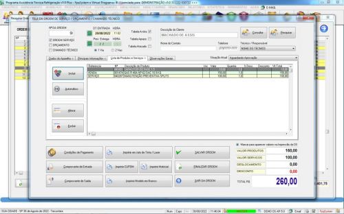 Programa Ordem de Serviço Assistência Técnica Ar e Refrigeração Vendas Estoque e Financeiro v5.0 Plus - Fpqsystem 630244