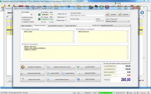 Programa Ordem de Serviço Assistência Técnica Ar e Refrigeração Vendas Estoque e Financeiro v5.0 Plus - Fpqsystem 630245