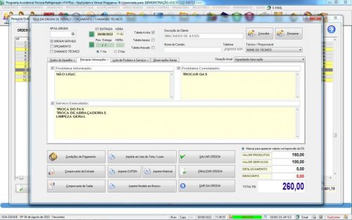 Programa Ordem de Serviço Assistencia Tecnica Ar e Refrigeração  Vendas Estoque e Financeiro v5.0 Plus - Fpqsystem 630245