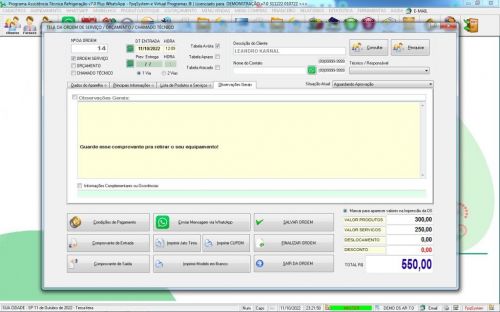 Programa Ordem de Serviço Assistencia Tecnica Ar e Refrigeração  Vendas Estoque e Financeiro v7.0 Plus  Whatsapp - Fpqsystem 630286