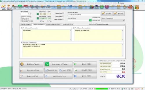 Programa Ordem de Serviço Assistencia Tecnica Ar e Refrigeração  Vendas Estoque e Financeiro v7.0 Plus  Whatsapp - Fpqsystem 630287