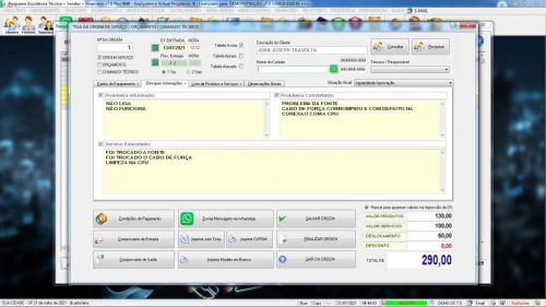 Programa Ordem de Serviço Assistencia Tecnica Vendas Estoque e Financeiro v7.0 Plus  Whatsapp - Fpqsystem 598209