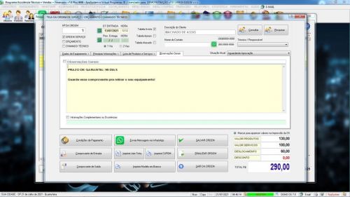 Programa Ordem de Serviço Assistencia Tecnica Vendas Estoque e Financeiro v7.0 Plus  Whatsapp - Fpqsystem 598211