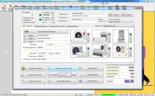 Programa ordem de serviço de refrigeração com Vendas v3.0 - Fpqsystem 654386