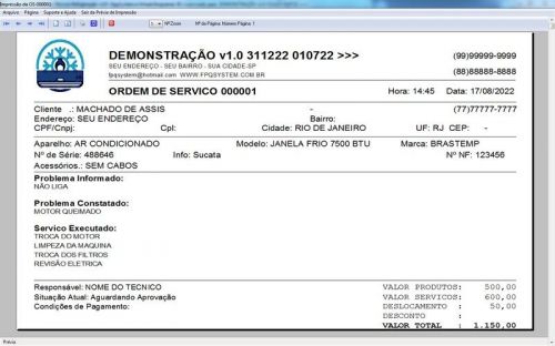 Programa ordem de serviço de refrigeração v1.0 - Fpqsystem 654349