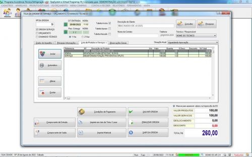 Programa ordem de serviço de refrigeração v2.0 - Fpqsystem 654367
