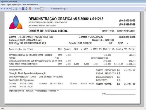 Programa Ordem de Serviço Gráfica Rápida v5.5 Plus - Fpqsystem 657821