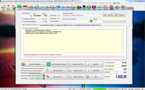 Programa Ordem de Serviço Grafica Rapida Vendas Estoque Financeiro e Estatistica v7.5 Plus Whatsapp 600862