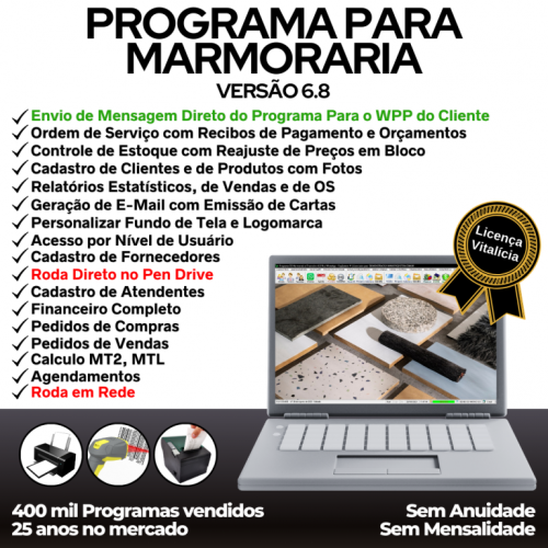 Programa Ordem de Serviço Marmoraria  Vendas  Financeiro v6.8 Whatsapp 682885